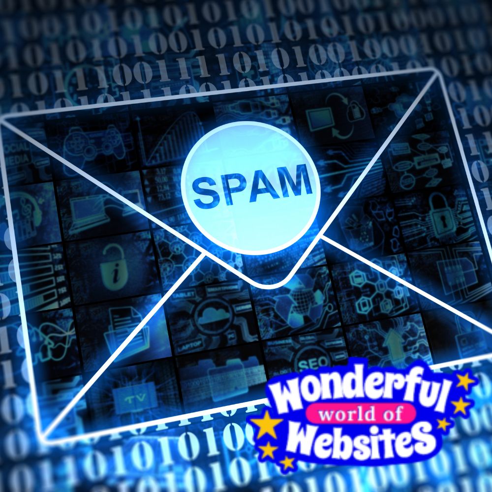 contact form spam shown by a computer screen with an envelope and spam written on it