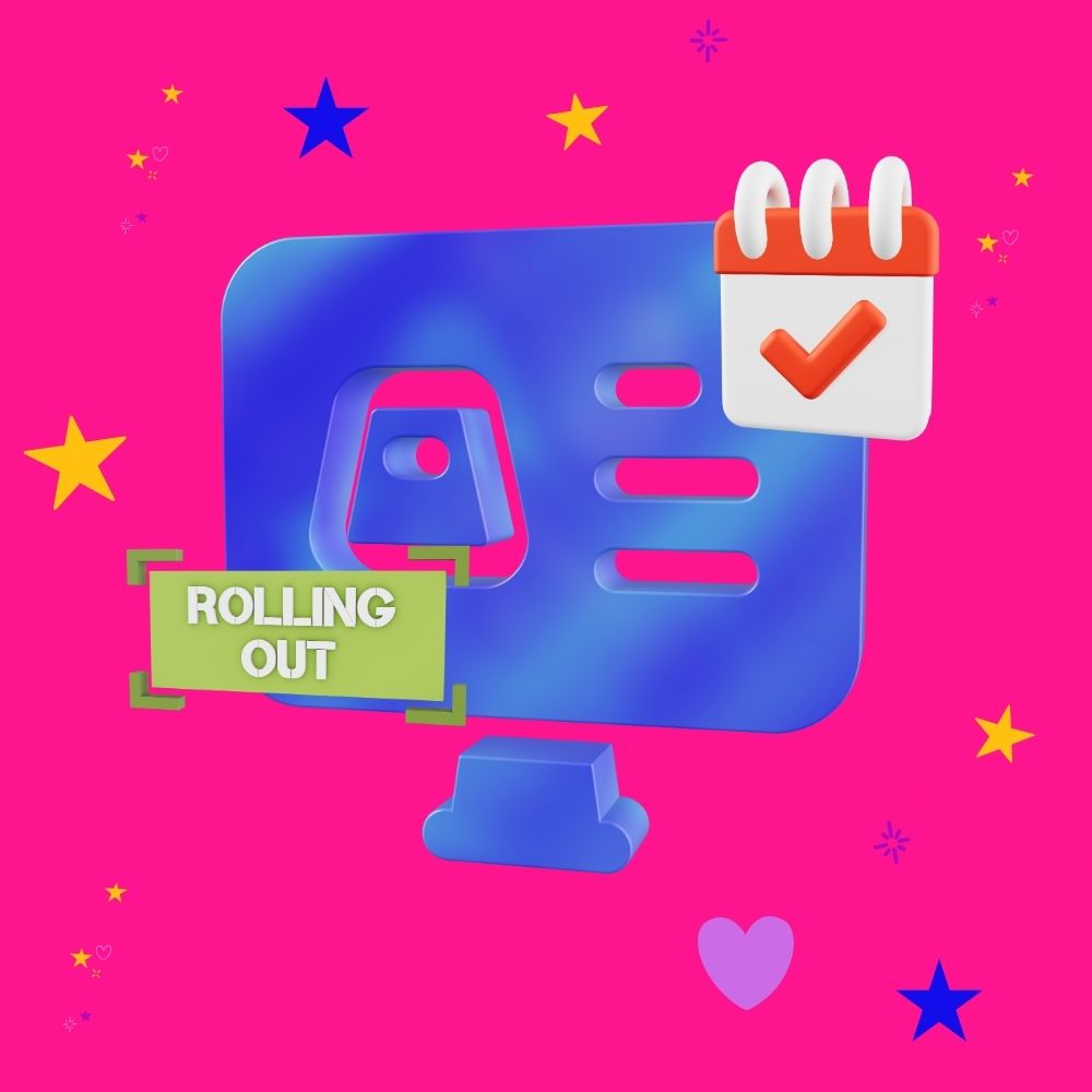 3d graphic of a blue computer with a green 'rolling out' sign and a calendar to illustrate automated WordPress updates