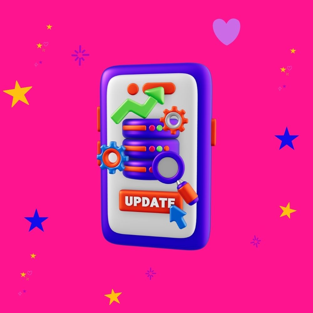 3D graphic of WordPress updates shown on a mobile phone