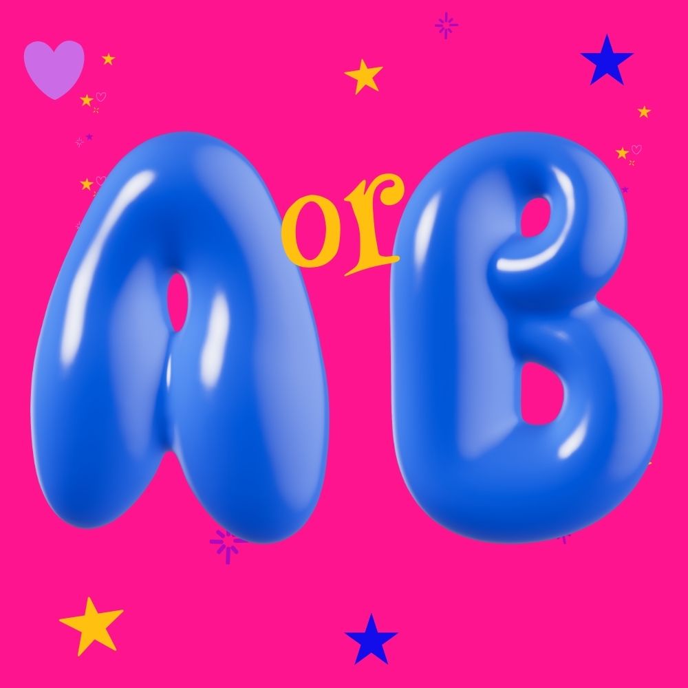 Blue 3D Balloon shaped A or B for the increase website conversion blog