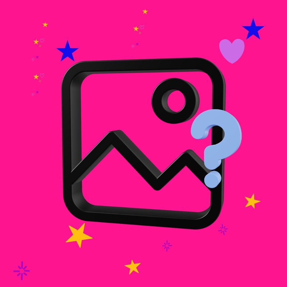 Image icon with a question mark for the size website images blog