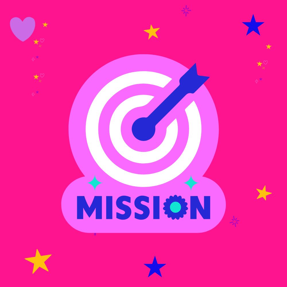 Make extra money from your website showing a pink and white target with an arrow in the centre and the word Mission written underneath it
