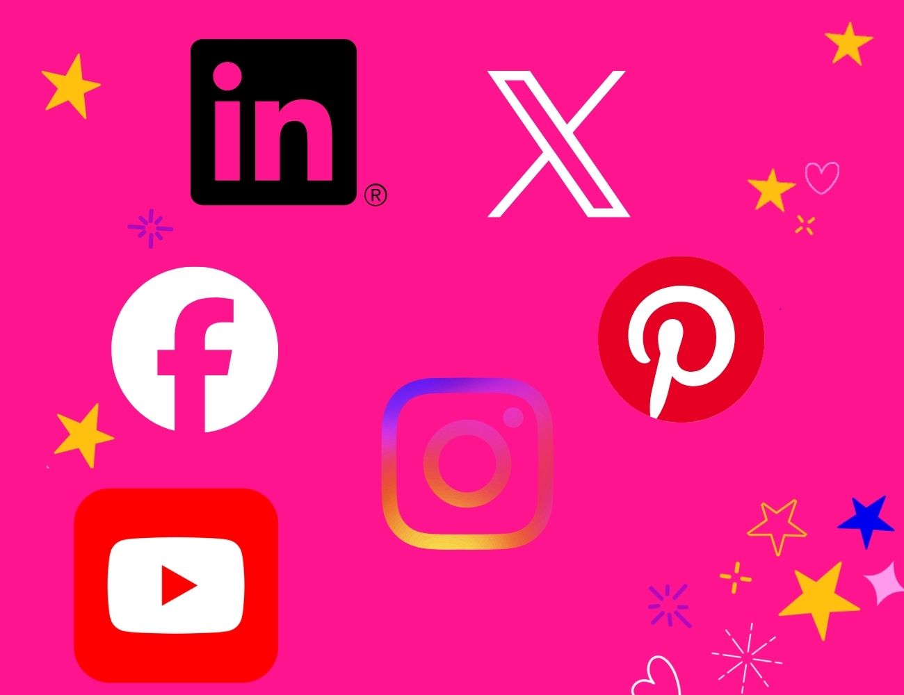 Find new clients - a variety of common social media outlet logos