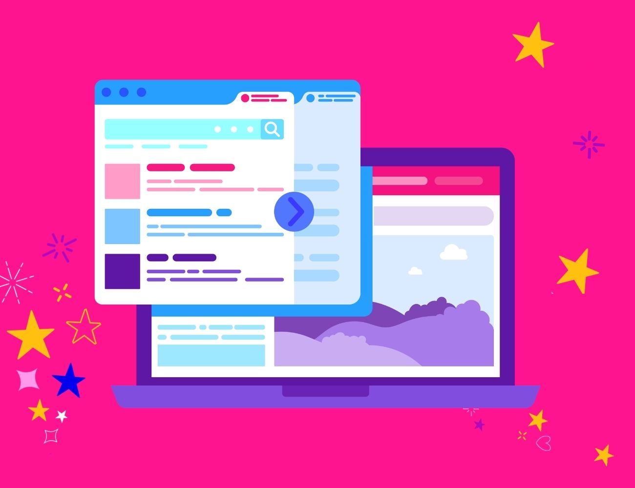 A laptop with a page graphic jumping out of the screen for websites made simple blog
