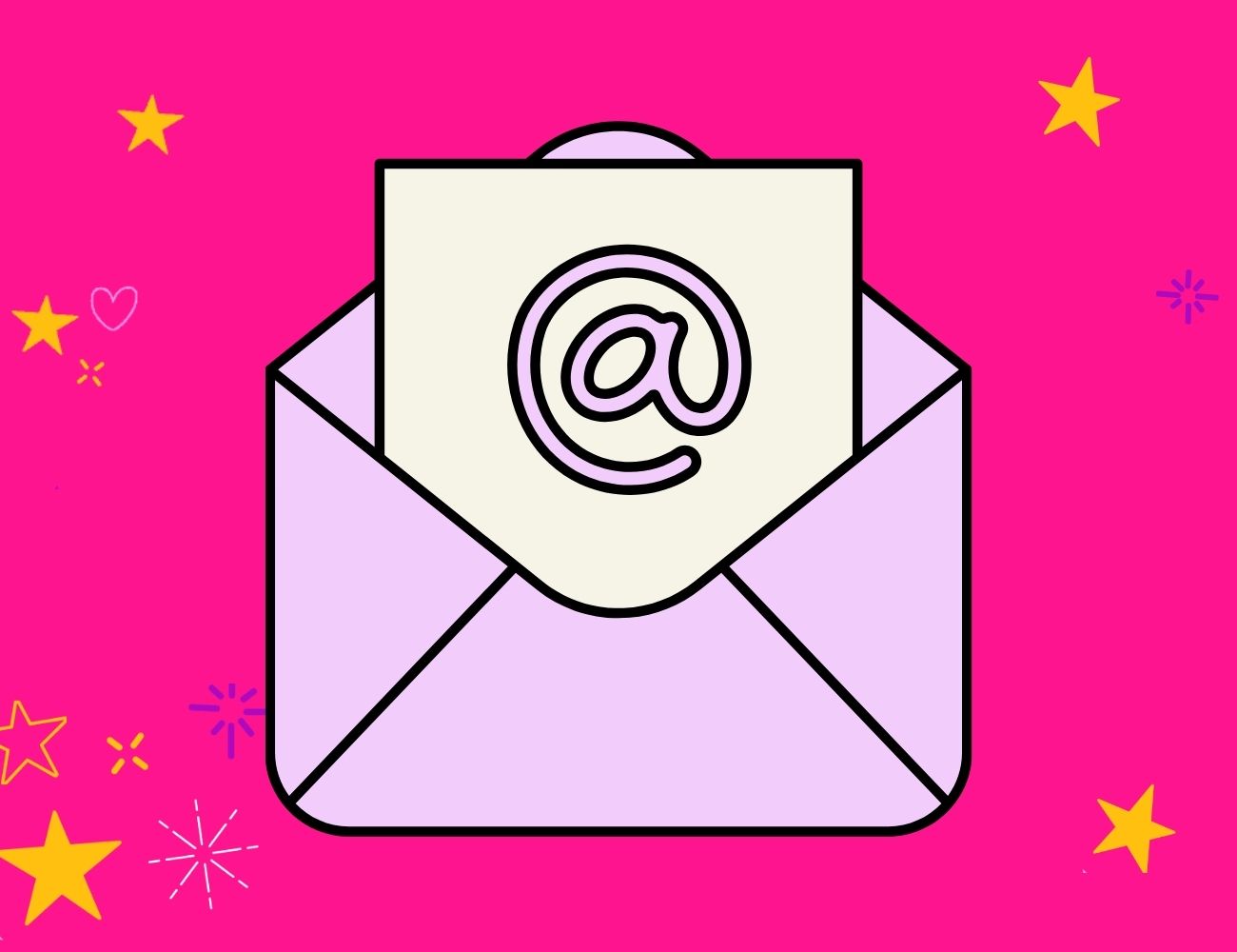 purple open envelope with the @ logo coming out of it for a domain email address